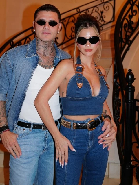 Mauro Icardi y la China Suárez reaparecieron en redes con looks combinados de jean en una fiesta ochentosa
